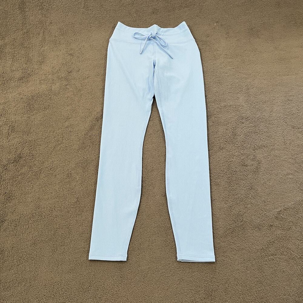 Fabletics Oasis Pureluxe Bali Blue Tie Drawstring Rib Leggings Women's Size S